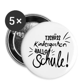 Tschüss kindergarten - Buttons groß 56 mm (5er Pack) - Weiß - Vorne