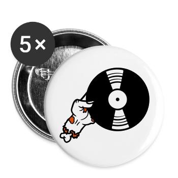 dj vinyl platte club music hang up disco party fe - Buttons large 2.2''/56 mm (5-pack) - white - Front