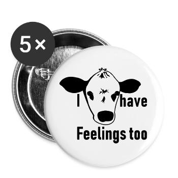 Tierschutz vegan Kuh Tier Tierfreund Geschenk - Buttons groß 56 mm (5er Pack) - Weiß - Vorne