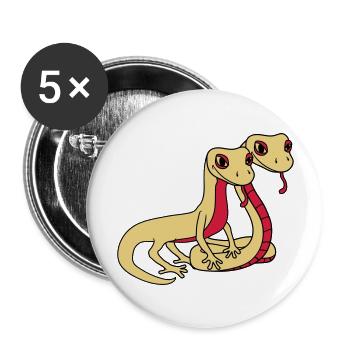 couple 2 amis équipe couples amour visage serpent - Lot de 5 grands badges (56 mm) - blanc - Devant