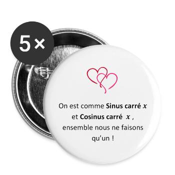 Romantic Maths - Lot de 5 grands badges (56 mm) - blanc - Devant