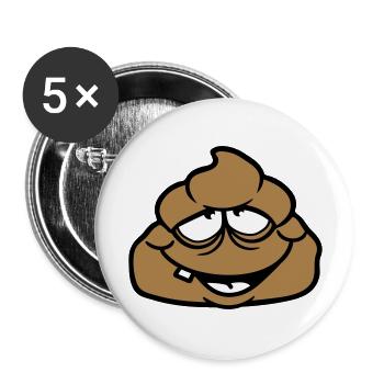 scheisse kot ekelig gesicht haufen haeufchen kacke - Buttons groß 56 mm (5er Pack) - Weiß - Vorne