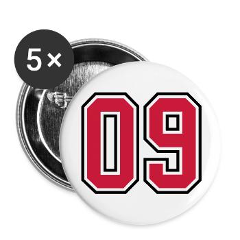 09 sports jersey football number - Buttons large 2.2''/56 mm (5-pack) - white - Front