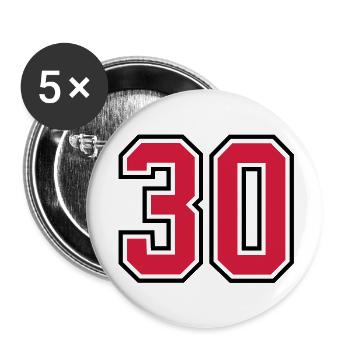 30 sports jersey football number - Buttons large 2.2''/56 mm (5-pack) - white - Front