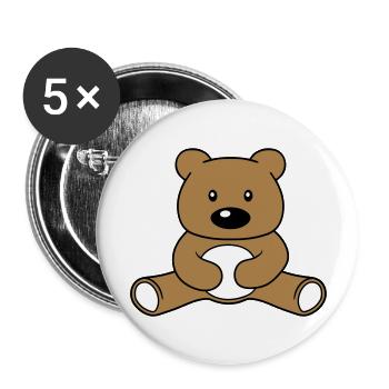 baer suess niedlich sitzen klein comic cartoon cli - Buttons groß 56 mm (5er Pack) - Weiß - Vorne
