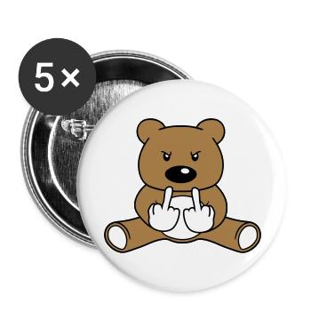pissing mean insult wanker fuck you off mitt - Buttons large 2.2''/56 mm (5-pack) - white - Front