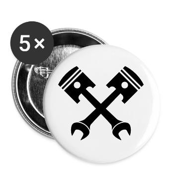 Emblème de clé de piston croisé - Lot de 5 grands badges (56 mm) - blanc - Devant