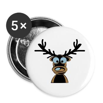 Rudolf the Reindeer Cartoon Motif - Buttons large 2.2''/56 mm (5-pack) - white - Front
