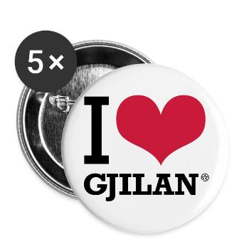 I LOVE GJILAN - Buttons groß 56 mm (5er Pack) - Weiß - Vorne