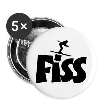 Fiss Ski für Skifahrer und Skifahrerinnen - Buttons groß 56 mm (5er Pack) - Weiß - Vorne