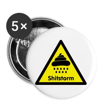 achtung shitstorm / flamewaer [2 color] - Buttons groß 56 mm (5er Pack) - Weiß - Vorne