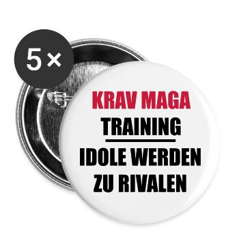 Krav Maga - Buttons groß 56 mm (5er Pack) - Weiß - Vorne