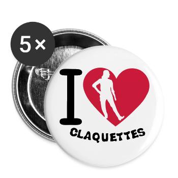 love claquettes i coeur 2 - Lot de 5 grands badges (56 mm) - blanc - Devant