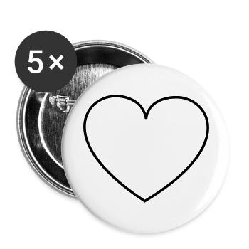 Kontur Herz - Buttons groß 56 mm (5er Pack) - Weiß - Vorne
