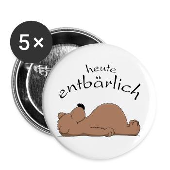 knuffiger Braunbär will entspannen - Buttons groß 56 mm (5er Pack) - Weiß - Vorne