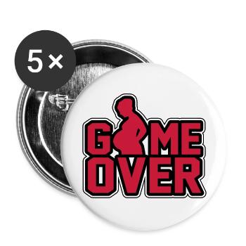 Schwanger- Game Over - Buttons groß 56 mm (5er Pack) - Weiß - Vorne