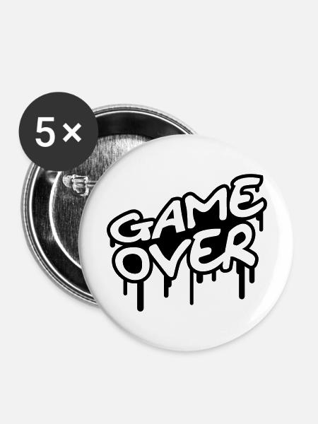 Game Over - Buttons groß 56 mm (5er Pack) - Weiß