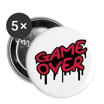 Game Over - Buttons groß 56 mm (5er Pack) - Weiß - Vorne