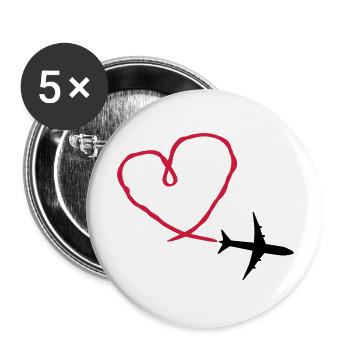 Plane Heart - Buttons groß 56 mm (5er Pack) - Weiß - Vorne