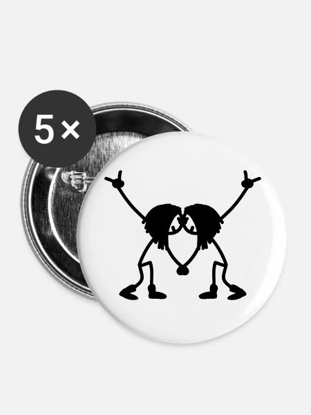 Rock Party - Buttons groß 56 mm (5er Pack) - Weiß