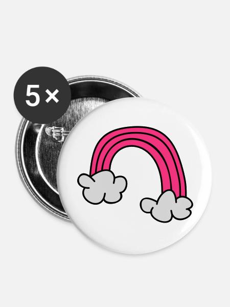 Kinderzeichnungen: Regenbogen - Buttons groß 56 mm (5er Pack) - Weiß