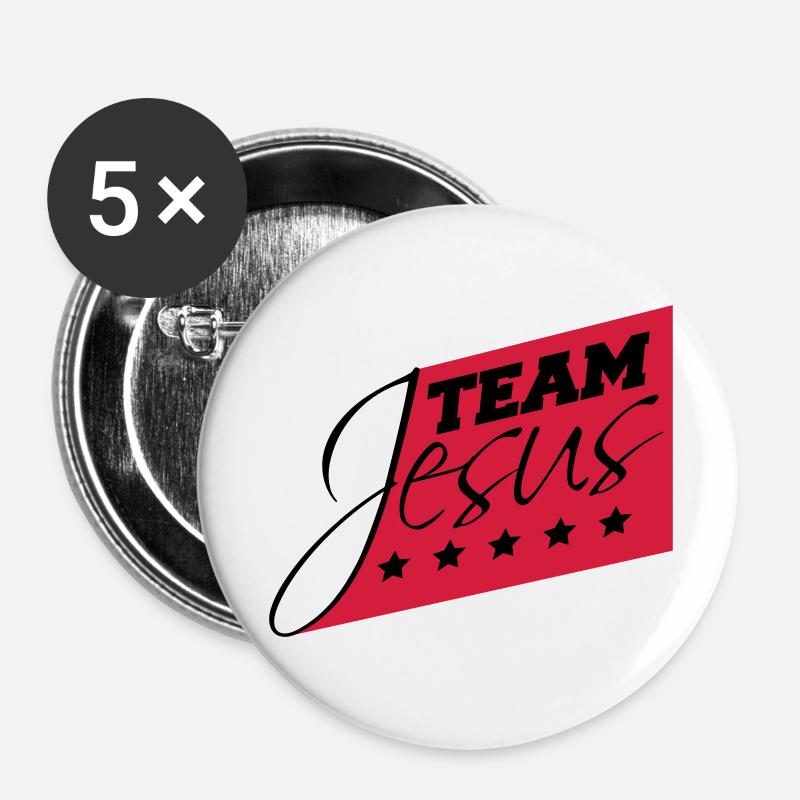 Catholic Team Jesus Christ Christ Evangelical - Buttons large 2.2''/56 mm (5-pack) - white