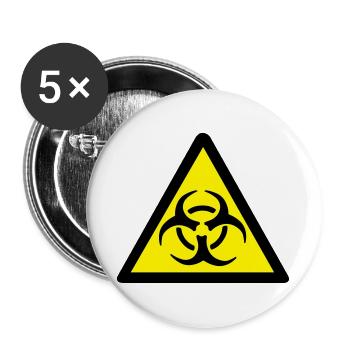 Warning Biohazard - Buttons large 2.2''/56 mm (5-pack) - white - Front