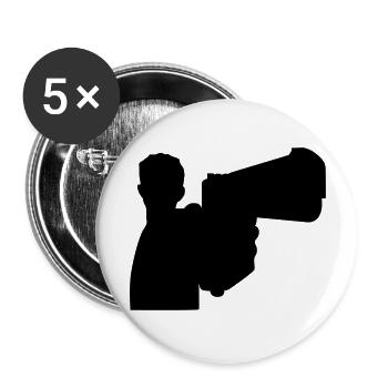 Mann mit Waffe - Buttons groß 56 mm (5er Pack) - Weiß - Vorne