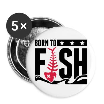 born_to_fish_fe2 - Buttons large 2.2''/56 mm (5-pack) - white - Front
