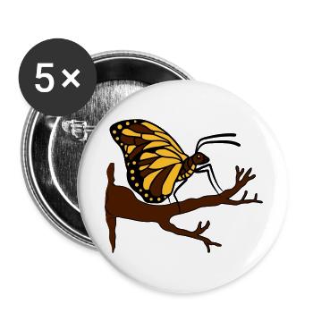 papillon sur branche arbre forêt insecte aile - Lot de 5 grands badges (56 mm) - blanc - Devant