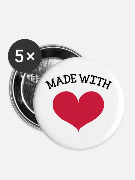 made with love - Buttons large 2.2''/56 mm (5-pack) - white