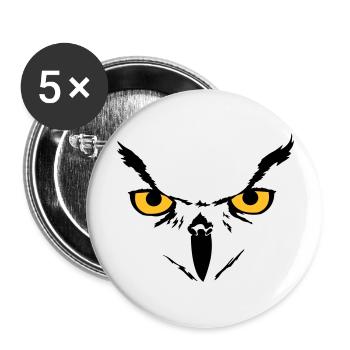 Owl face - Buttons groß 56 mm (5er Pack) - Weiß - Vorne