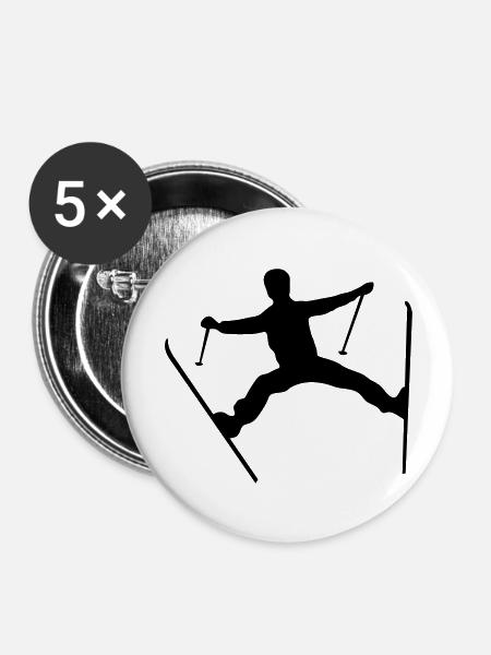 Skier crash - Buttons groß 56 mm (5er Pack) - Weiß