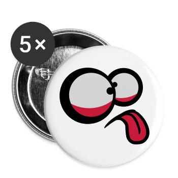 Crazy Comic Face - Buttons large 2.2''/56 mm (5-pack) - white - Front