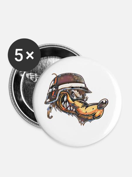 Böser Hund - Buttons groß 56 mm (5er Pack) - Weiß