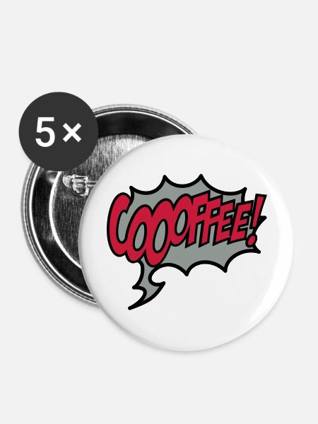 Kaffee - Buttons groß 56 mm (5er Pack) - Weiß