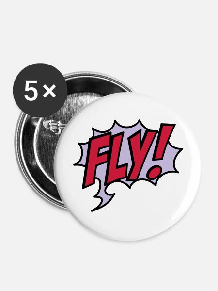 fly - Buttons groß 56 mm (5er Pack) - Weiß