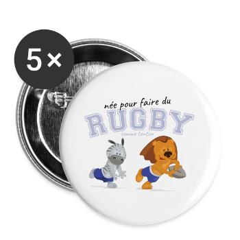 jouer au rugby comme tonton - Lot de 5 grands badges (56 mm) - blanc - Devant