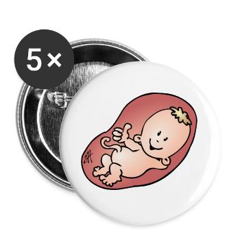 Schwanger - Schwangerschaft - Buttons groß 56 mm (5er Pack) - Weiß - Vorne