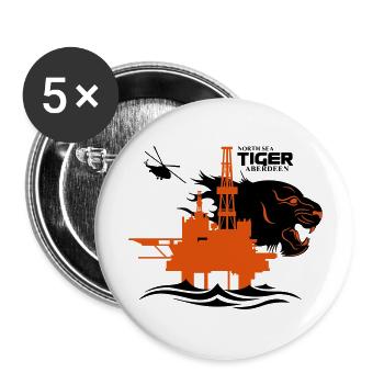 North Sea Tiger Oil Rig Platform Aberdeen - Buttons large 2.2''/56 mm (5-pack) - white - Front