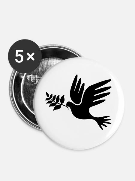 peace Frieden - Buttons groß 56 mm (5er Pack) - Weiß