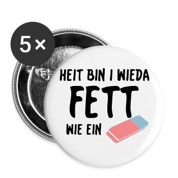 Fett wie ein Radierer - Buttons groß 56 mm (5er Pack) - Weiß - Vorne