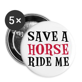 Save A Horse - Buttons large 2.2''/56 mm (5-pack) - white - Front