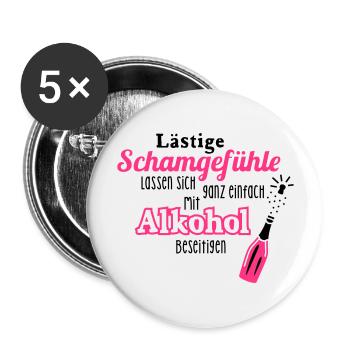 Alkohol - Spruch - Sekt - Prosecco - Party - 2C - Buttons groß 56 mm (5er Pack) - Weiß - Vorne