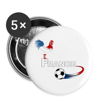 france sport foot 02 - Lot de 5 grands badges (56 mm) - blanc - Devant