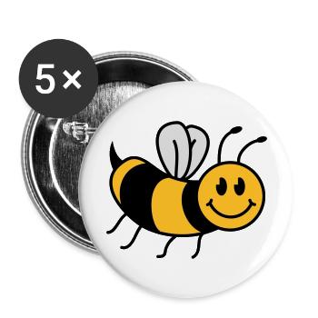 Niedliche Süße Kleine Biene - Buttons groß 56 mm (5er Pack) - Weiß - Vorne