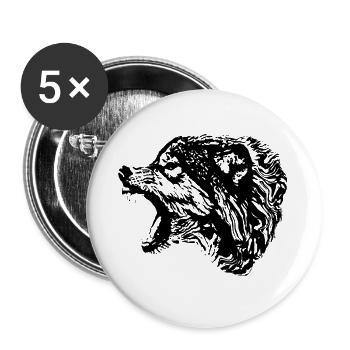 Wolf - Lot de 5 grands badges (56 mm) - blanc - Devant