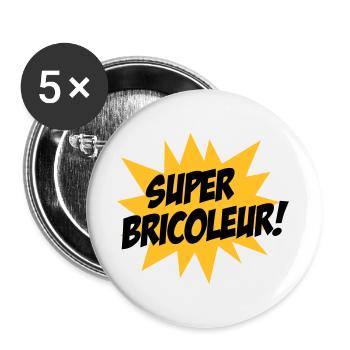 Super Bricoleur ! - Lot de 5 grands badges (56 mm) - blanc - Devant