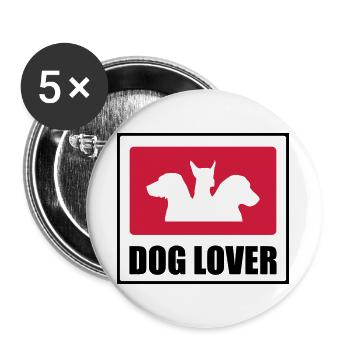 Dog Lover - Lot de 5 grands badges (56 mm) - blanc - Devant