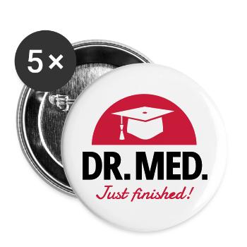 Doktor - Buttons groß 56 mm (5er Pack) - Weiß - Vorne